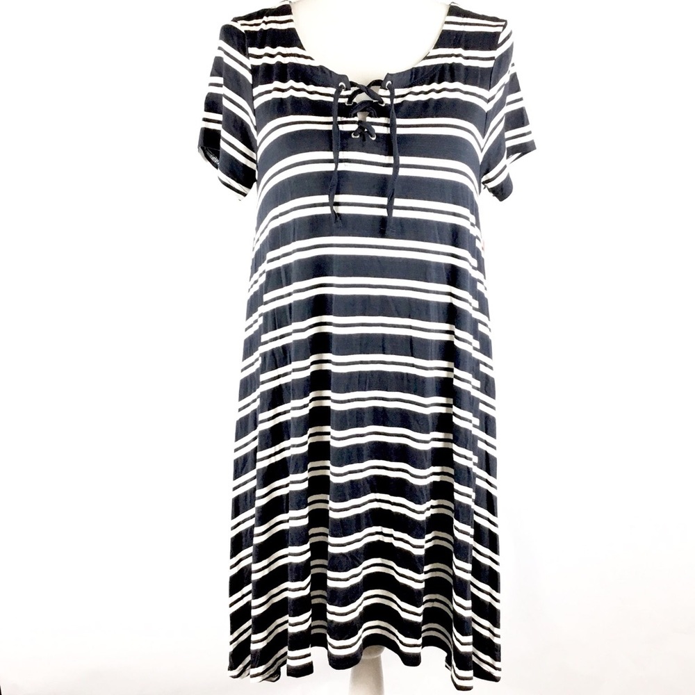 Striped shirt sleeve dress